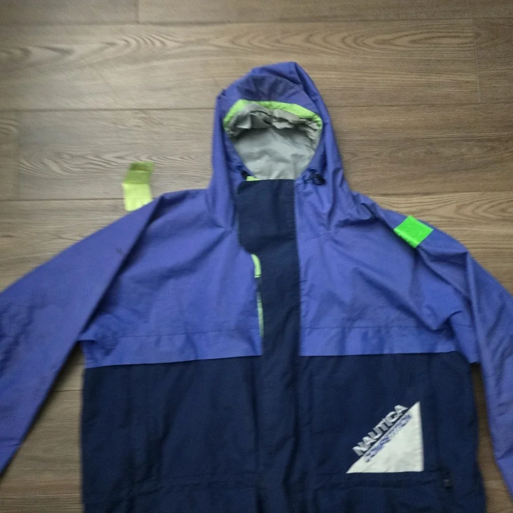 Vintage Nautica Competition XXL Jacket Blue Colorblock 90s Sailing Ski Snow